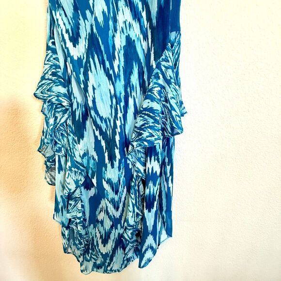 NWT Ramy Brook “Anika” ruffle chiffon maxi dress in blue hues. Size 4 - Picture 11 of 16